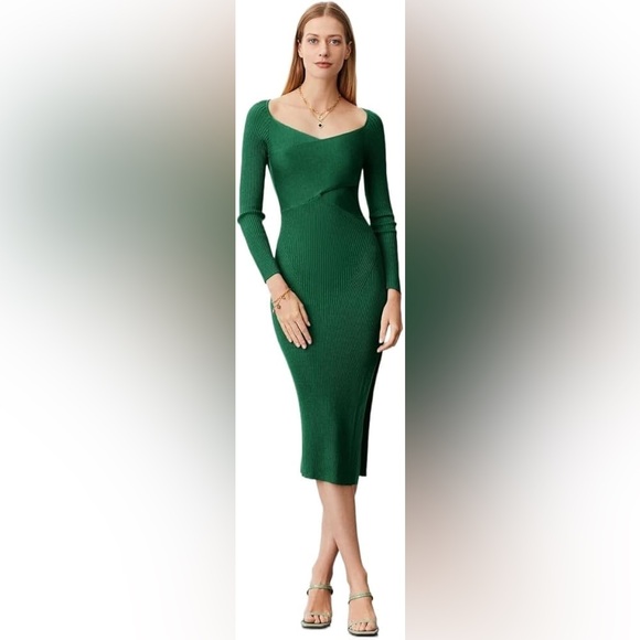 Elegant Green Long Sleeve Dress - Picture 5 of 6